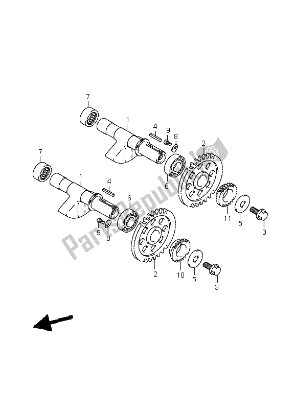 Alle onderdelen voor de Crank Balancer van de Suzuki LT A 700X Kingquad 4X4 2006