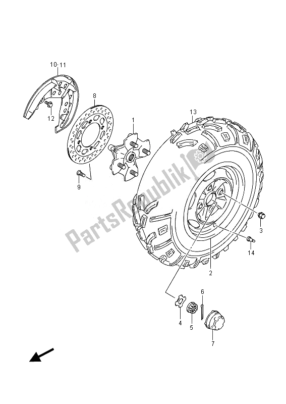 All parts for the Front Wheel (lt-a750xpz) of the Suzuki LT A 750 XPZ Kingquad AXI 4X4 2014