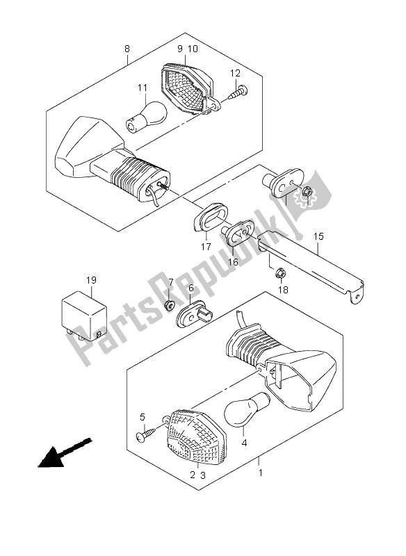 Todas as partes de Lâmpada De Sinalização (sv650s-su) do Suzuki SV 650 NS 2005