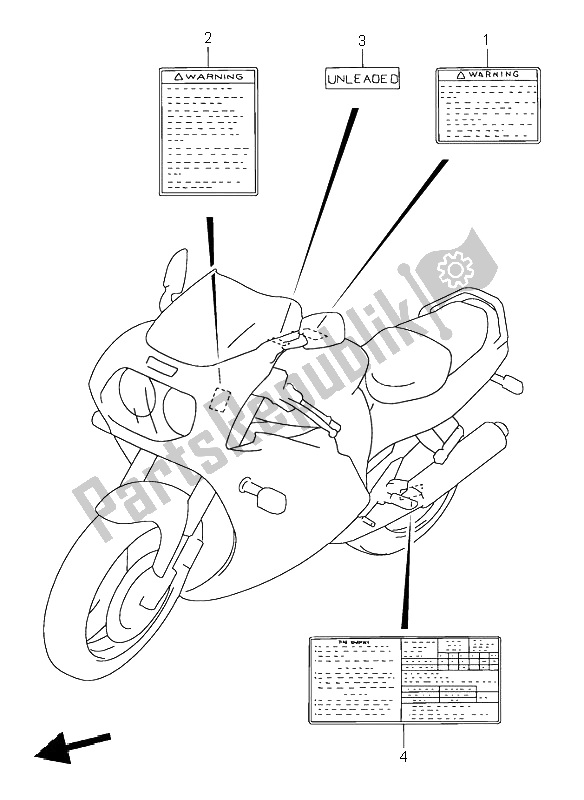 Todas las partes para Etiqueta de Suzuki GSX R 1100W 1997