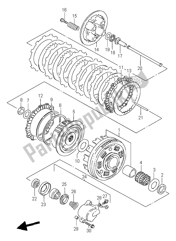 All parts for the Clutch of the Suzuki VS 600 Intruder 1996