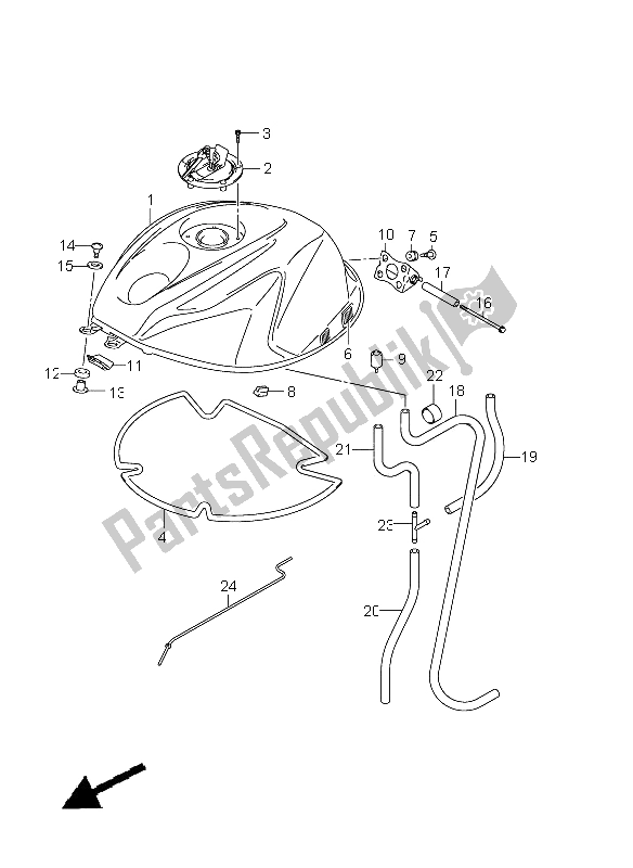 Tutte le parti per il Serbatoio Carburante (gsx-r600 E24) del Suzuki GSX R 600 2011