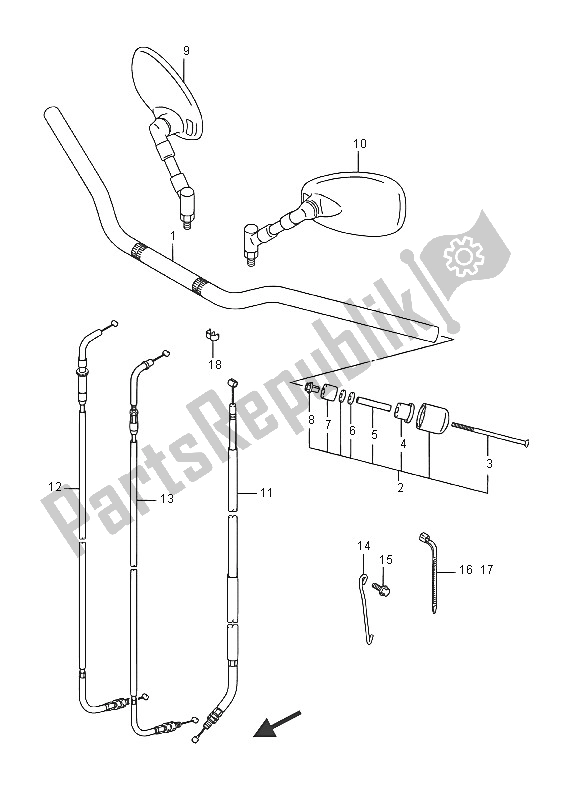 All parts for the Handlebar of the Suzuki VZ 800 Intruder 2016