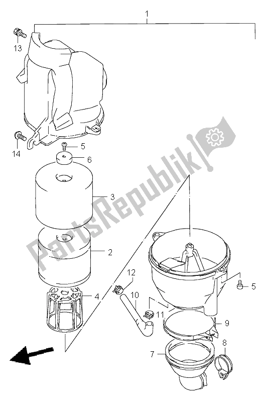 Alle onderdelen voor de Luchtfilter van de Suzuki LT 80 Quadsport 2003