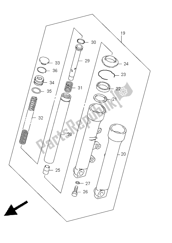 All parts for the Front Damper of the Suzuki UX 125 Sixteen 2011