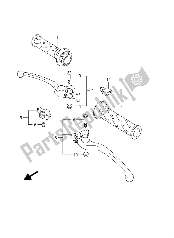 All parts for the Handle Lever of the Suzuki GSX 1300R Hayabusa 2004