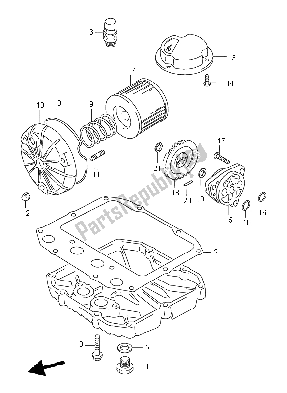 All parts for the Oil Filter & Oil Pump of the Suzuki GS 500 2002