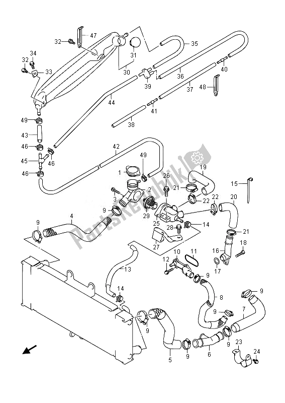 All parts for the Radiator Hose of the Suzuki GSF 1250 SA Bandit 2014
