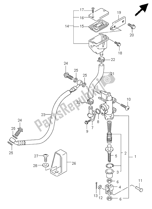 All parts for the Rear Master Cylinder of the Suzuki SV 1000 NS 2005