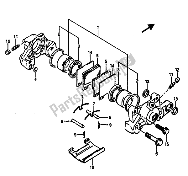 All parts for the Rear Caliper of the Suzuki GSX R 1100 1988