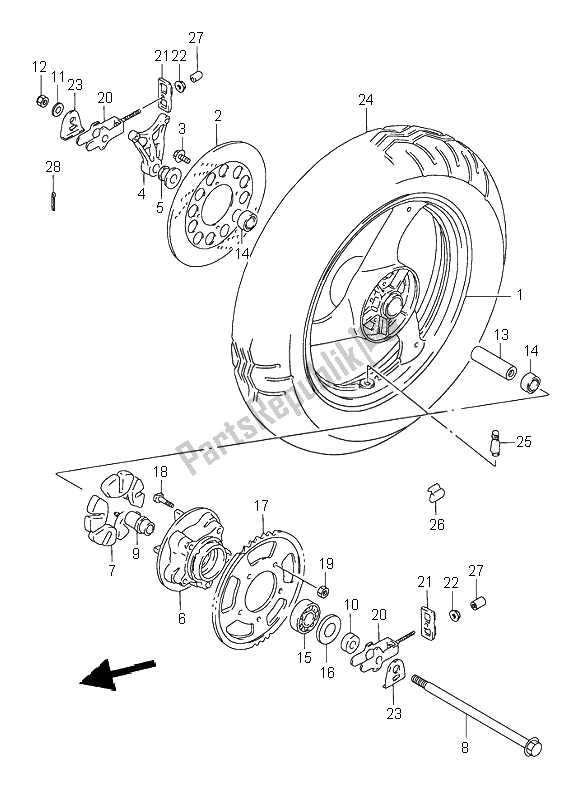 Todas las partes para Rueda Trasera de Suzuki GSX 750F 1995