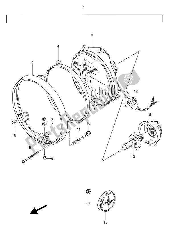 All parts for the Headlamp of the Suzuki GS 500 EU 1993