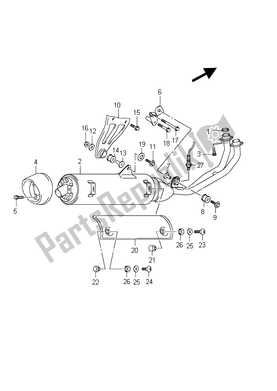 All parts for the Muffler (an650a E2) of the Suzuki AN 650A Burgman Executive 2011