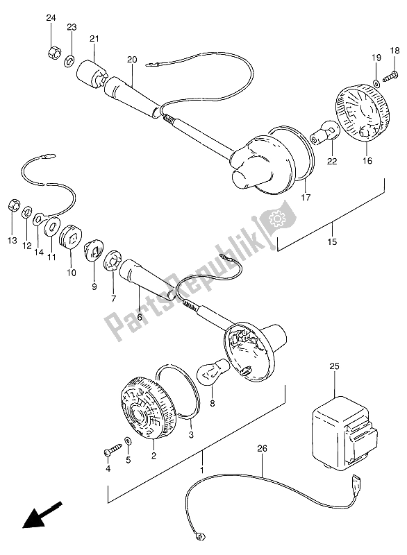 Tutte le parti per il Indicatore Di Direzione (e22) del Suzuki GN 250 1985