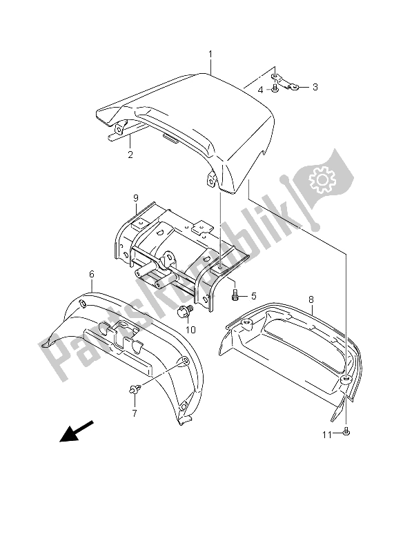 All parts for the Rear Spoiler (an400s) of the Suzuki Burgman AN 400S 2006