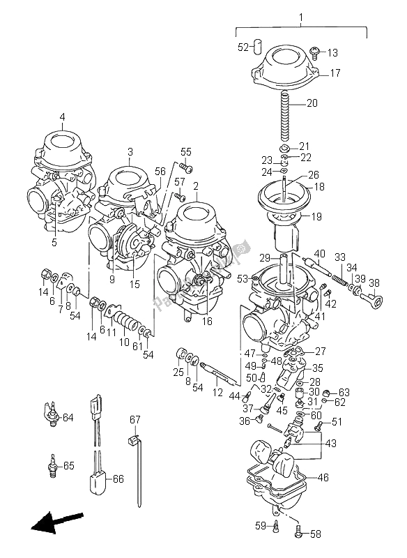Alle onderdelen voor de Carburator van de Suzuki RF 600R 1996