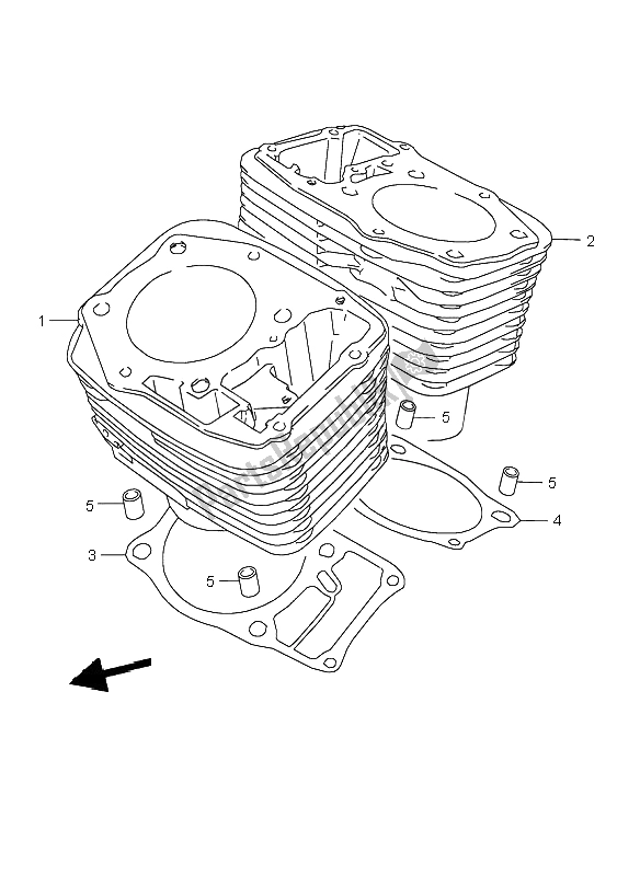 Alle onderdelen voor de Cilinder van de Suzuki VL 1500 Intruder LC 1999