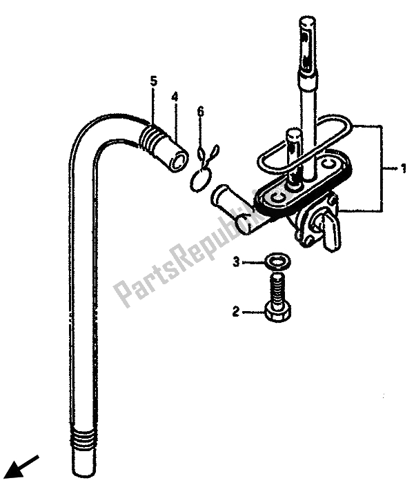 All parts for the Fuel Cock of the Suzuki GSX R 750X 1986