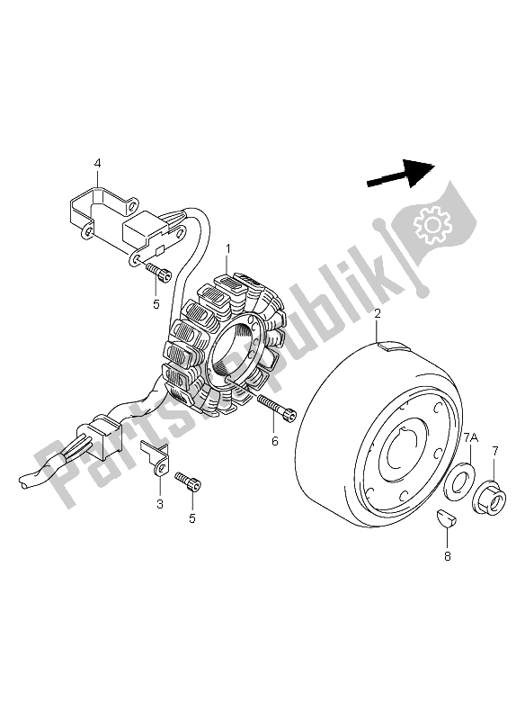 All parts for the Magneto of the Suzuki DR Z 400S 2004