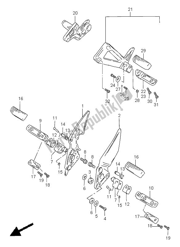Todas las partes para Reposapiés de Suzuki GSF 1200 Nssa Bandit 2000