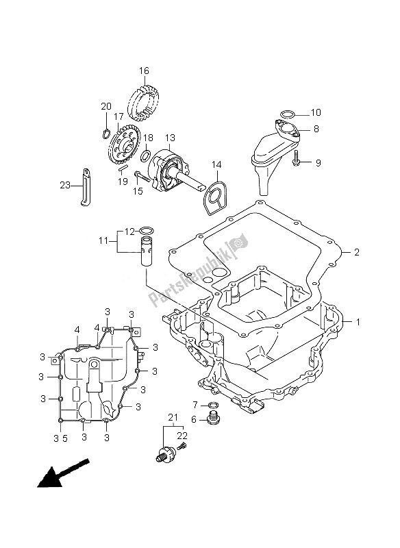 Toutes les pièces pour le Carter D'huile Et Pompe à Huile du Suzuki GSX 1300 BKA B King 2010