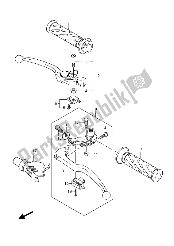 Alle onderdelen voor de Hendel van de Suzuki SFV 650A Gladius 2015
