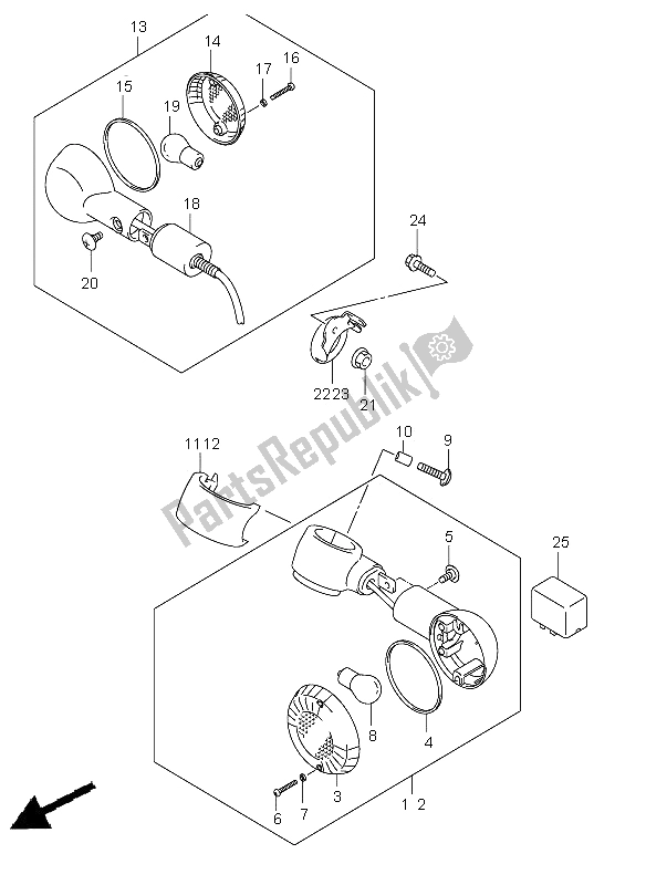 Alle onderdelen voor de Richtingaanwijzer Lamp van de Suzuki VL 250 Intruder 2006
