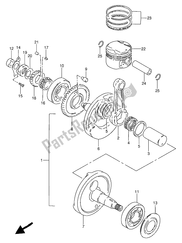 All parts for the Crankshaft of the Suzuki GN 250 1993