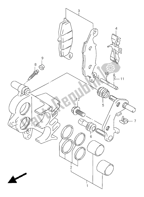 Tutte le parti per il Pinza Anteriore del Suzuki VZ 800 Marauder 2000