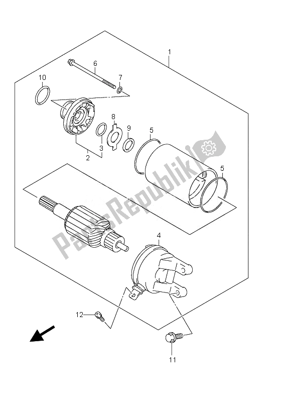 All parts for the Starting Motor of the Suzuki UH 125 Burgman 2007