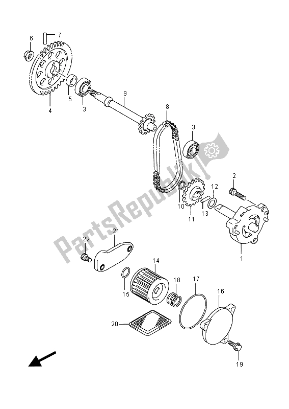 All parts for the Oil Pump of the Suzuki Burgman AN 400 AZA 2015