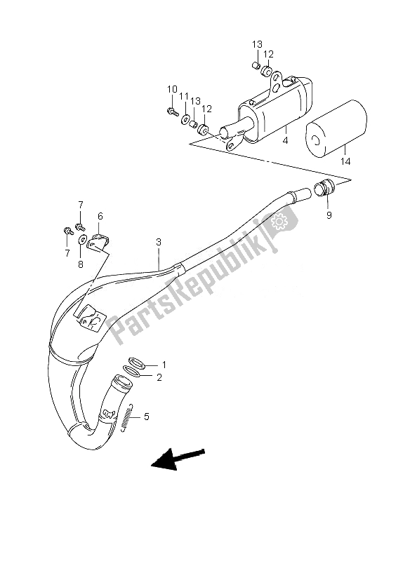 All parts for the Muffler of the Suzuki RM 85 SW LW 2010