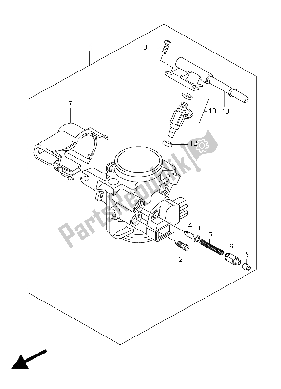 Todas as partes de Corpo Do Acelerador do Suzuki LT A 450X Kingquad 4X4 Limited 2008