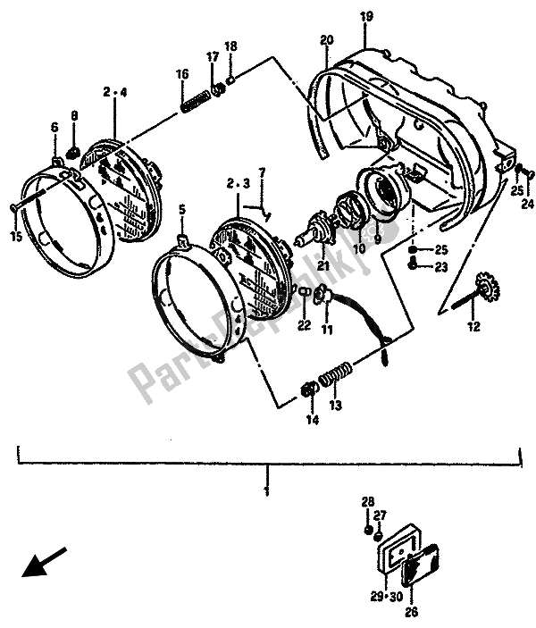 All parts for the Headlamp of the Suzuki GSX R 750 1985