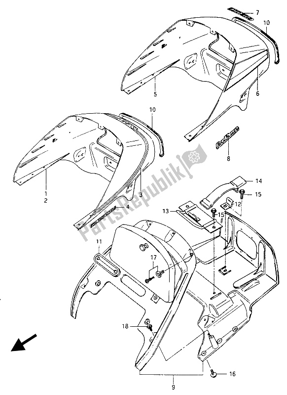 All parts for the Seat Tail Cover (gsx750es-e) of the Suzuki GSX 750 Esefe 1985