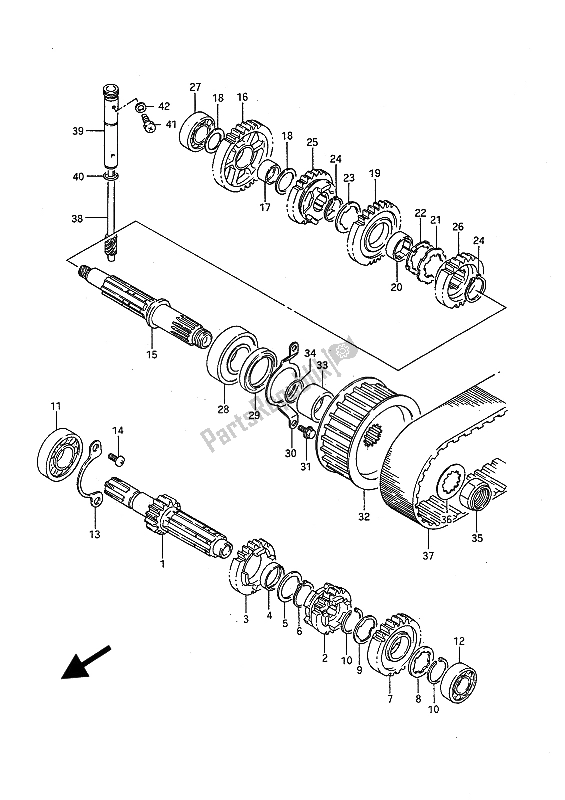 All parts for the Transmission of the Suzuki LS 650 FP Savage 1988