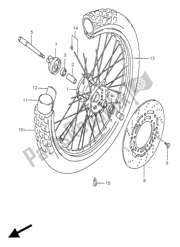 All parts for the Front Wheel of the Suzuki DR 650 SE 1998