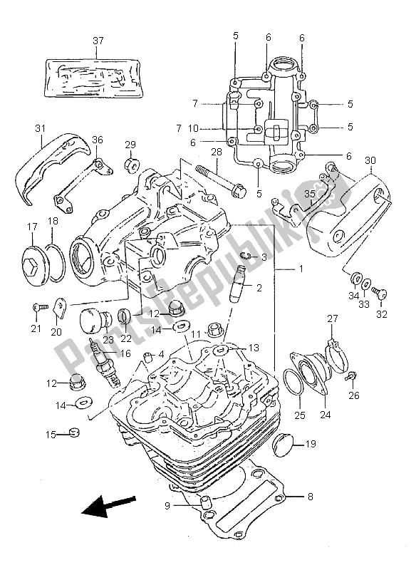 Alle onderdelen voor de Cilinderkop van de Suzuki GZ 125 Marauder 2000