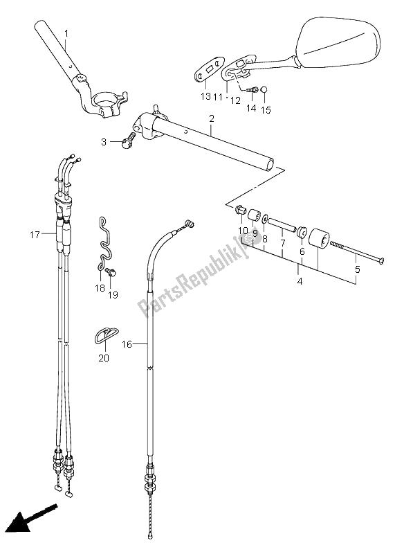 All parts for the Handlebar (with Cowling) of the Suzuki SV 650 NS 2003