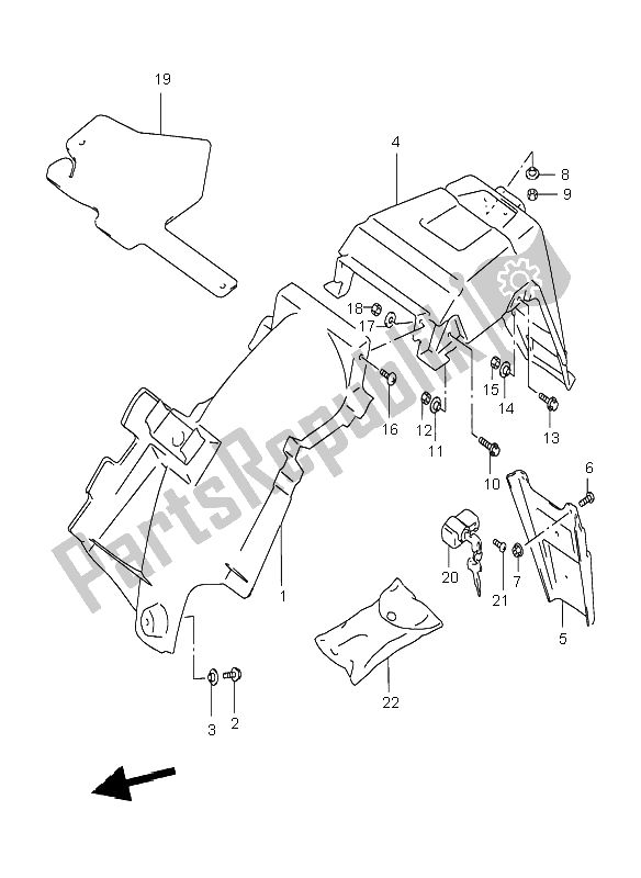 Todas las partes para Guardabarros Trasero de Suzuki DR 125 SE 1998