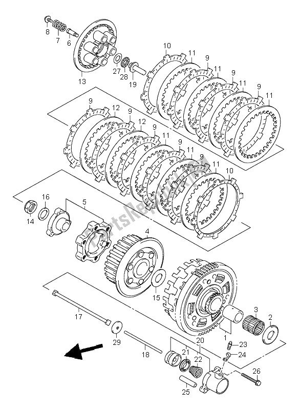 Toutes les pièces pour le Embrayage du Suzuki GSX 1300R Hayabusa 2001