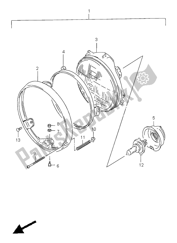 All parts for the Headlamp (e24) of the Suzuki GS 500H 2001