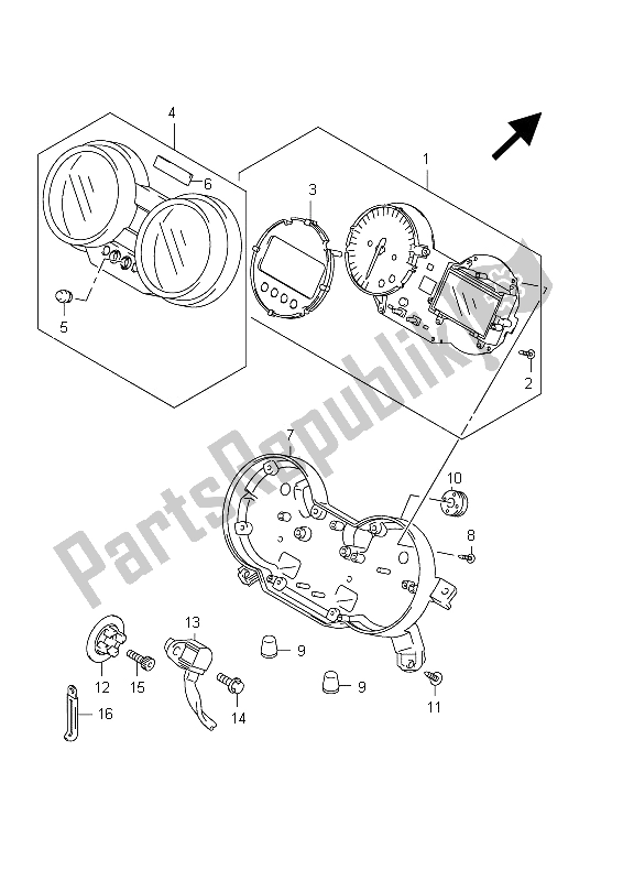 All parts for the Speedometer (gsf1250sa E24) of the Suzuki GSF 1250 SA Bandit 2012