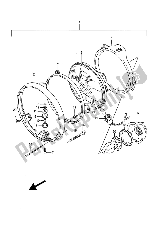 Todas las partes para Faro (e4-e16-e21-e22-e25-e34-e53) de Suzuki GSF 400 Bandit 1991