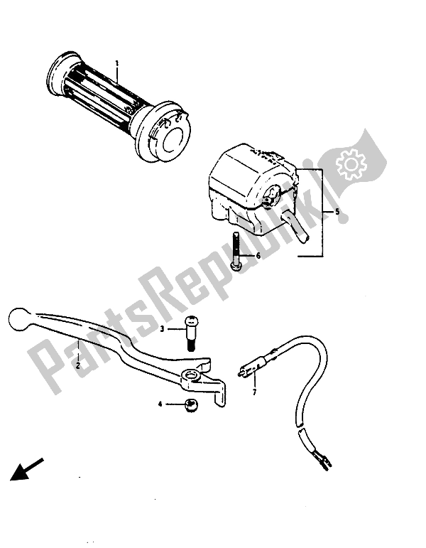 Tutte le parti per il Interruttore Maniglia Destra del Suzuki RG 125 CUC Gamma 1986