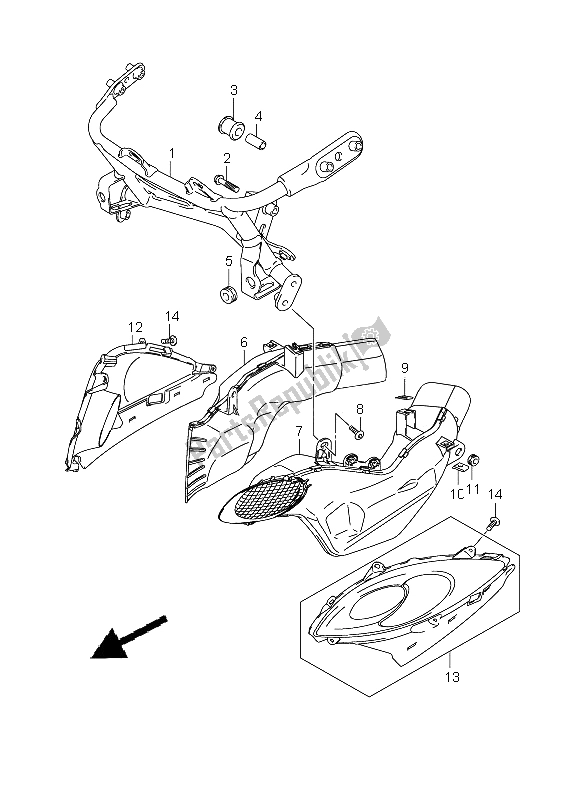 All parts for the Air Intake Pipe of the Suzuki GSX 1300R Hayabusa 2008