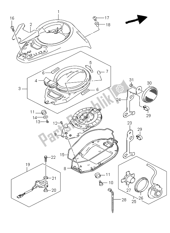 Alle onderdelen voor de Snelheidsmeter van de Suzuki VL 800C Volusia 2006