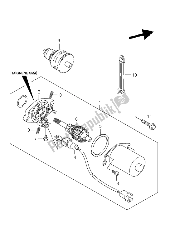 All parts for the Starting Motor of the Suzuki LT Z 50 4T Quadsport 2009