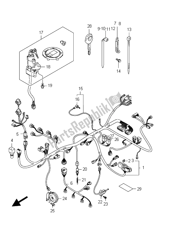 Tutte le parti per il Cablaggio (gsx650fu E21) del Suzuki GSX 650 FA 2012