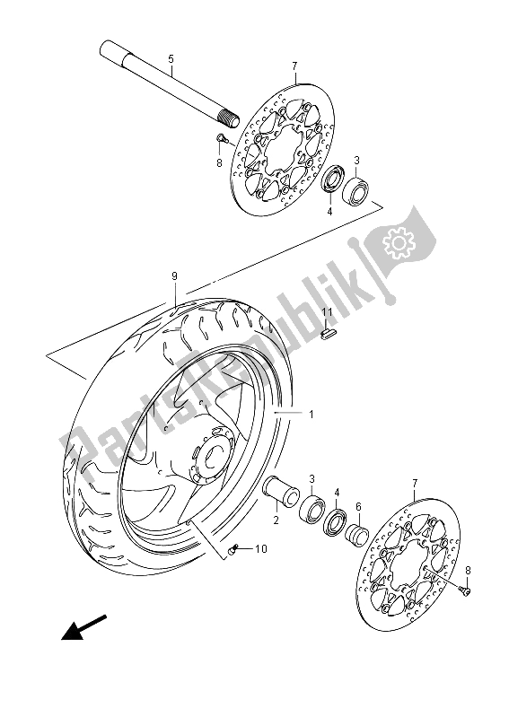 Todas as partes de Roda Dianteira (vzr1800 E02) do Suzuki VZR 1800 NZR M Intruder 2012